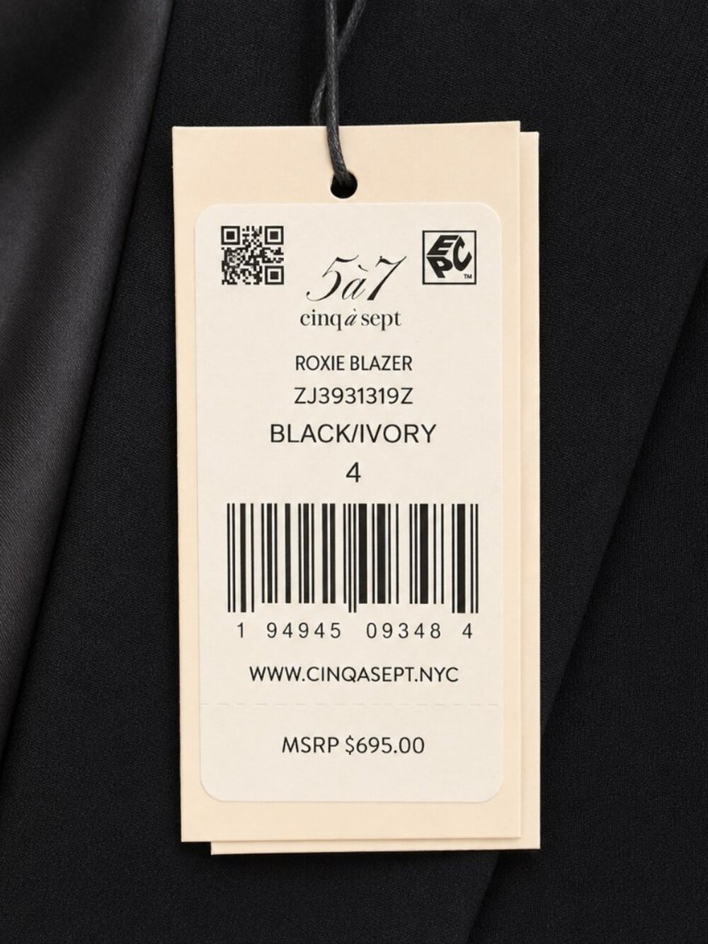 NWT Cinq à Sept Roxie Blazer Black Ivory Lace Crystal Brooch Size 4 - Picture 4 of 7
